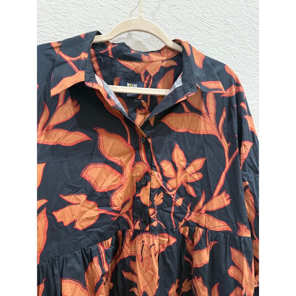 Anthropologie Size Large The Bettina Shirt Dress by Maeve Autumn Navy Floral - Picture 6 of 6
